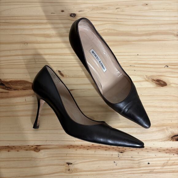 Manolo Blahnik Womens Size 39/9 US Heeled Shoes Black Stiletto Pointed Toe - Picture 1 of 9